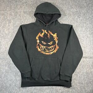 Vintage Y2K Spitfire Flame Hoodie Sweatshirt Men's Medium Black Skate